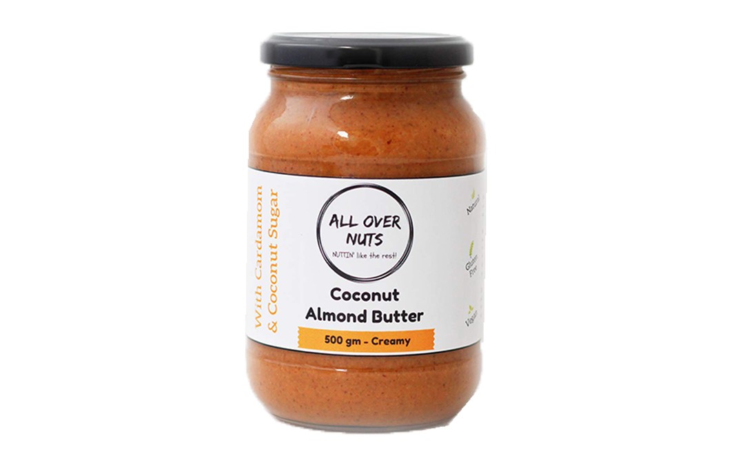 All Over Nuts Coconut Almond Butter Creamy   Glass Jar  500 grams